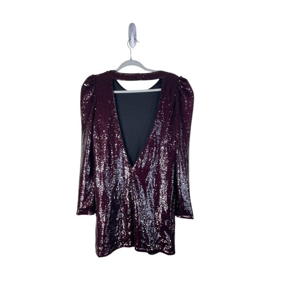 Essue Long Sleeve Open Back Sequin Mini Dress New Years Holiday Party S - Picture 5 of 9